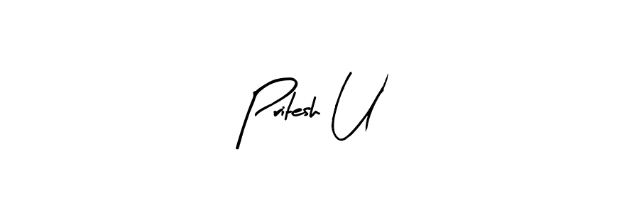 if you are searching for the best signature style for your name Pritesh U. so please give up your signature search. here we have designed multiple signature styles  using Arty Signature. Pritesh U signature style 8 images and pictures png