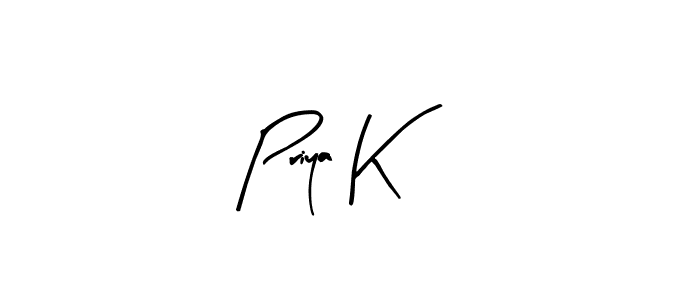 Similarly Arty Signature is the best handwritten signature design. Signature creator online .You can use it as an online autograph creator for name Priya K. Priya K signature style 8 images and pictures png