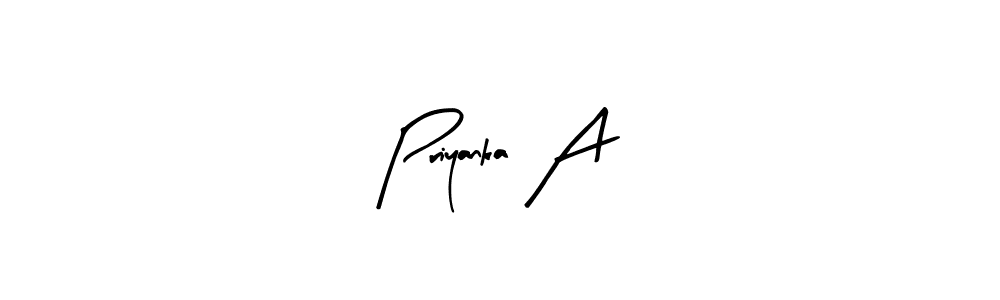 Similarly Arty Signature is the best handwritten signature design. Signature creator online .You can use it as an online autograph creator for name Priyanka A. Priyanka A signature style 8 images and pictures png