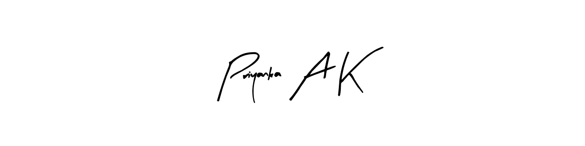 if you are searching for the best signature style for your name Priyanka A K. so please give up your signature search. here we have designed multiple signature styles  using Arty Signature. Priyanka A K signature style 8 images and pictures png