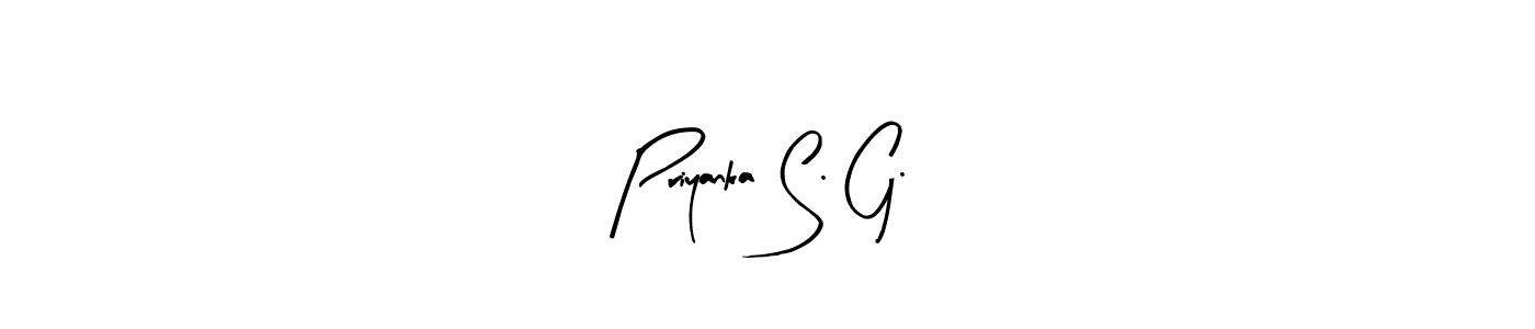 How to make Priyanka S. G. name signature. Use Arty Signature style for creating short signs online. This is the latest handwritten sign. Priyanka S. G. signature style 8 images and pictures png