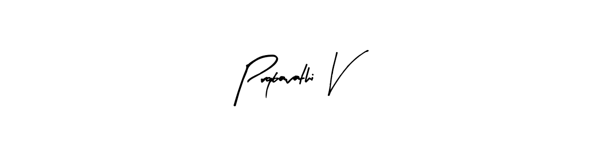 How to make Prqbavathi V name signature. Use Arty Signature style for creating short signs online. This is the latest handwritten sign. Prqbavathi V signature style 8 images and pictures png