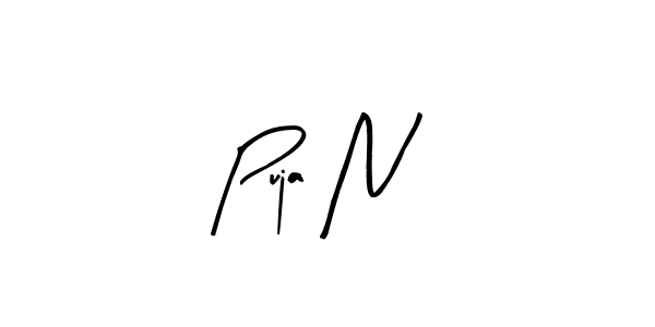 The best way (Arty Signature) to make a short signature is to pick only two or three words in your name. The name Puja N include a total of six letters. For converting this name. Puja N signature style 8 images and pictures png