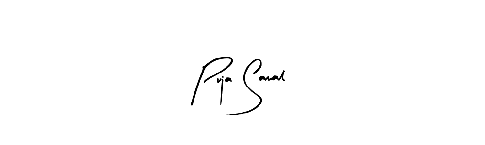 Puja Samal stylish signature style. Best Handwritten Sign (Arty Signature) for my name. Handwritten Signature Collection Ideas for my name Puja Samal. Puja Samal signature style 8 images and pictures png