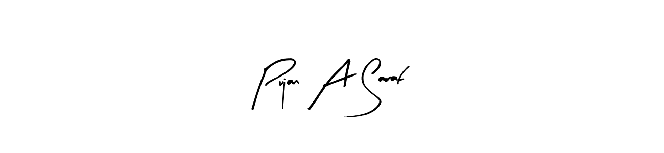 Arty Signature is a professional signature style that is perfect for those who want to add a touch of class to their signature. It is also a great choice for those who want to make their signature more unique. Get Pujan A Saraf name to fancy signature for free. Pujan A Saraf signature style 8 images and pictures png