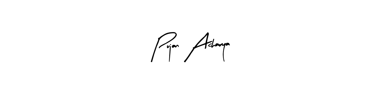 Use a signature maker to create a handwritten signature online. With this signature software, you can design (Arty Signature) your own signature for name Pujan Acharya. Pujan Acharya signature style 8 images and pictures png