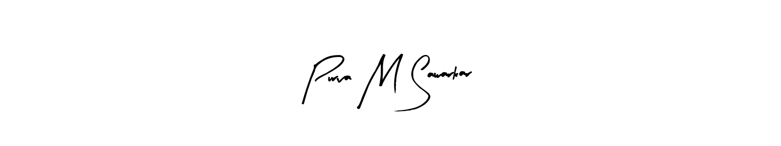 How to make Purva M Sawarkar name signature. Use Arty Signature style for creating short signs online. This is the latest handwritten sign. Purva M Sawarkar signature style 8 images and pictures png