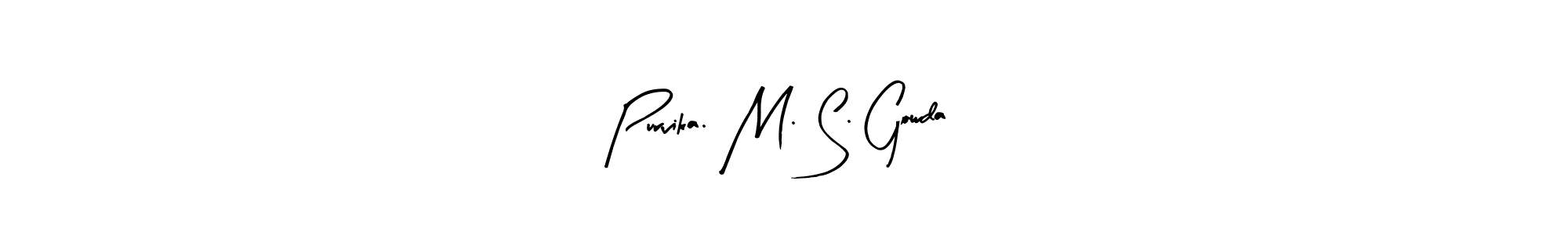 This is the best signature style for the Purvika. M. S. Gowda name. Also you like these signature font (Arty Signature). Mix name signature. Purvika. M. S. Gowda signature style 8 images and pictures png