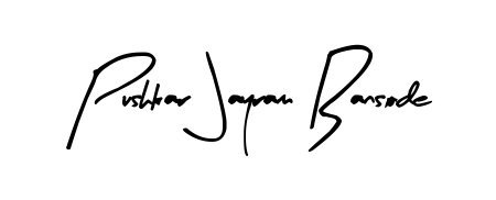A sleek calligraphic signature for name Pushkar Jayram Bansode utilizing Arty Signature styling. Great for adding personal signatures to photos and art. Pushkar Jayram Bansode signature style 8 images and pictures png