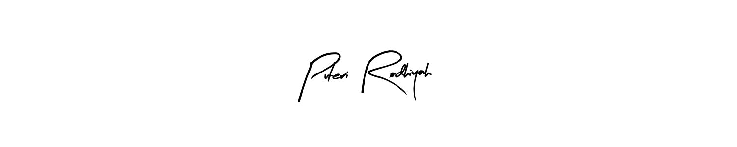 The best way (Arty Signature) to make a short signature is to pick only two or three words in your name. The name Puteri Rodhiyah include a total of six letters. For converting this name. Puteri Rodhiyah signature style 8 images and pictures png