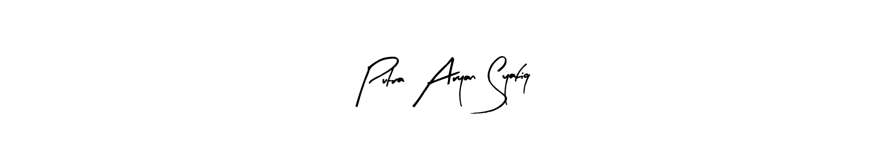 Arty Signature is a professional signature style that is perfect for those who want to add a touch of class to their signature. It is also a great choice for those who want to make their signature more unique. Get Putra Aryan Syafiq name to fancy signature for free. Putra Aryan Syafiq signature style 8 images and pictures png