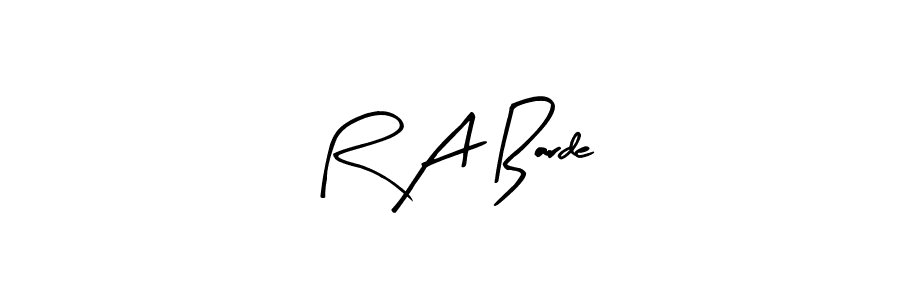 Arty Signature is a professional signature style that is perfect for those who want to add a touch of class to their signature. It is also a great choice for those who want to make their signature more unique. Get R A Barde name to fancy signature for free. R A Barde signature style 8 images and pictures png