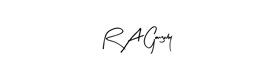 How to make R A Ganguly name signature. Use Arty Signature style for creating short signs online. This is the latest handwritten sign. R A Ganguly signature style 8 images and pictures png