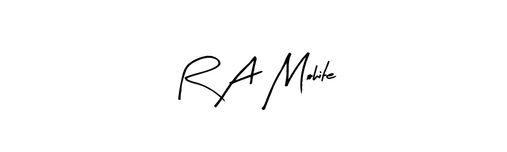 Similarly Arty Signature is the best handwritten signature design. Signature creator online .You can use it as an online autograph creator for name R A Mohite. R A Mohite signature style 8 images and pictures png