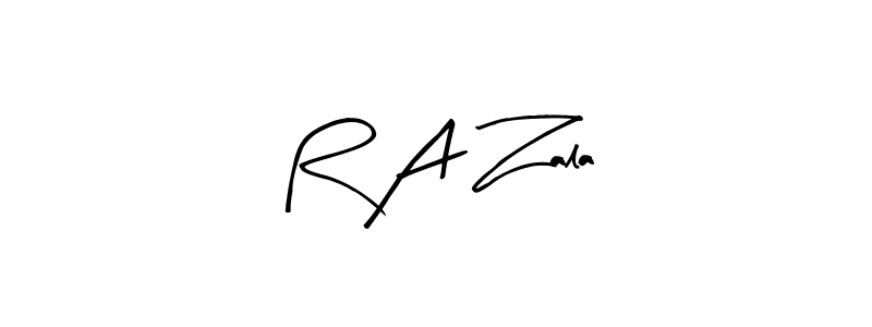 How to make R A Zala name signature. Use Arty Signature style for creating short signs online. This is the latest handwritten sign. R A Zala signature style 8 images and pictures png