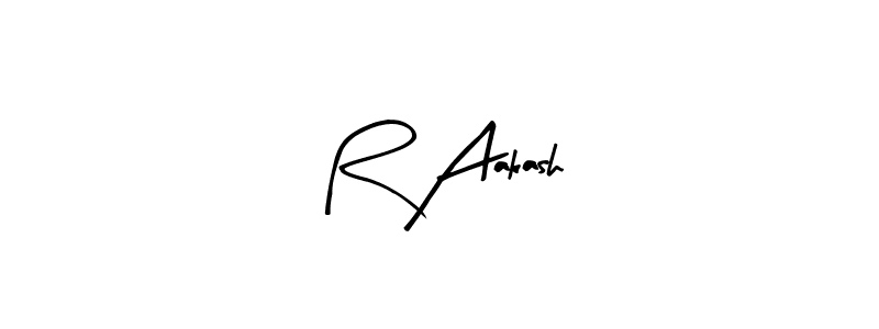 How to make R Aakash name signature. Use Arty Signature style for creating short signs online. This is the latest handwritten sign. R Aakash signature style 8 images and pictures png