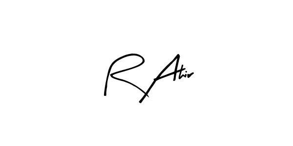 Similarly Arty Signature is the best handwritten signature design. Signature creator online .You can use it as an online autograph creator for name R Ahir. R Ahir signature style 8 images and pictures png