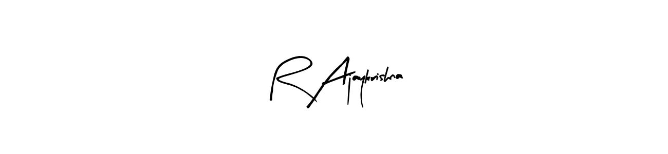 Design your own signature with our free online signature maker. With this signature software, you can create a handwritten (Arty Signature) signature for name R Ajaykrishna. R Ajaykrishna signature style 8 images and pictures png