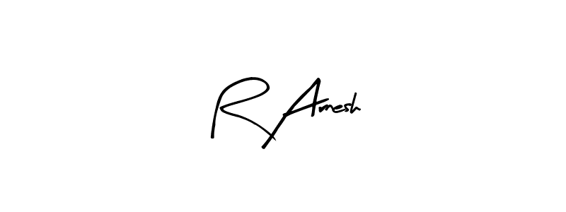 The best way (Arty Signature) to make a short signature is to pick only two or three words in your name. The name R Arnesh include a total of six letters. For converting this name. R Arnesh signature style 8 images and pictures png