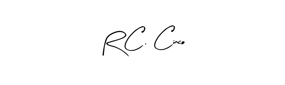 How to make R C. Cinco name signature. Use Arty Signature style for creating short signs online. This is the latest handwritten sign. R C. Cinco signature style 8 images and pictures png