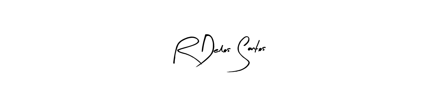 How to make R Delos Santos name signature. Use Arty Signature style for creating short signs online. This is the latest handwritten sign. R Delos Santos signature style 8 images and pictures png