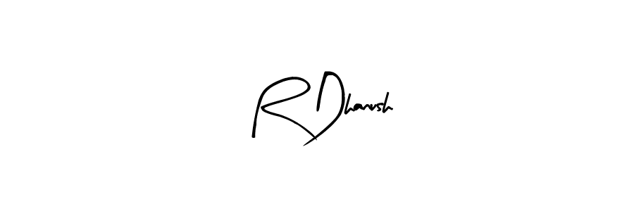 Create a beautiful signature design for name R Dhanush. With this signature (Arty Signature) fonts, you can make a handwritten signature for free. R Dhanush signature style 8 images and pictures png