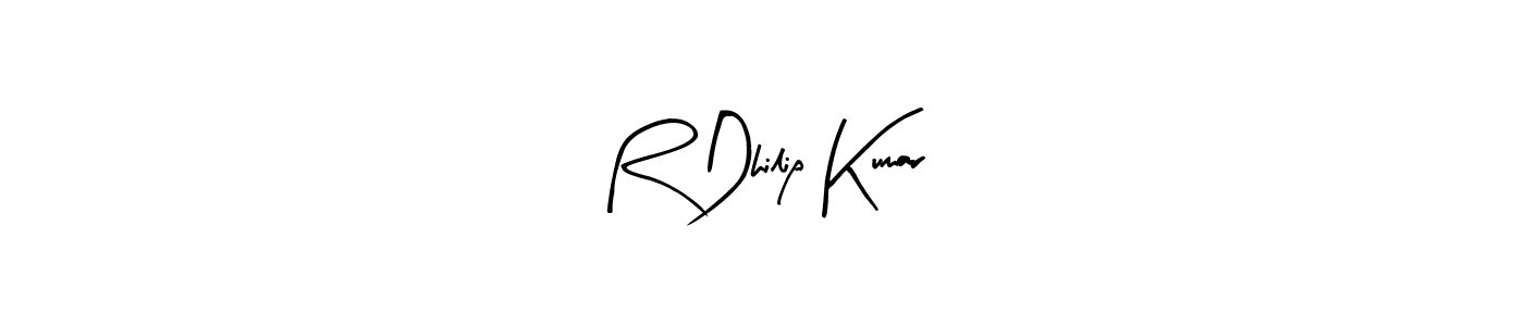 Similarly Arty Signature is the best handwritten signature design. Signature creator online .You can use it as an online autograph creator for name R Dhilip Kumar. R Dhilip Kumar signature style 8 images and pictures png