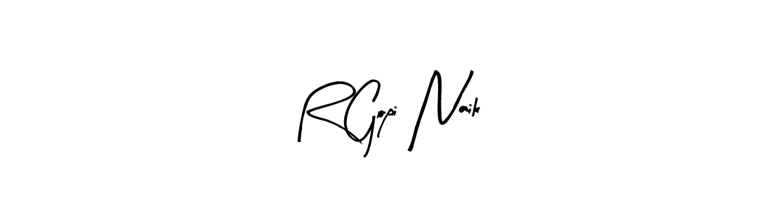 The best way (Arty Signature) to make a short signature is to pick only two or three words in your name. The name R Gopi Naik include a total of six letters. For converting this name. R Gopi Naik signature style 8 images and pictures png