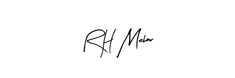 The best way (Arty Signature) to make a short signature is to pick only two or three words in your name. The name R H Mehar include a total of six letters. For converting this name. R H Mehar signature style 8 images and pictures png