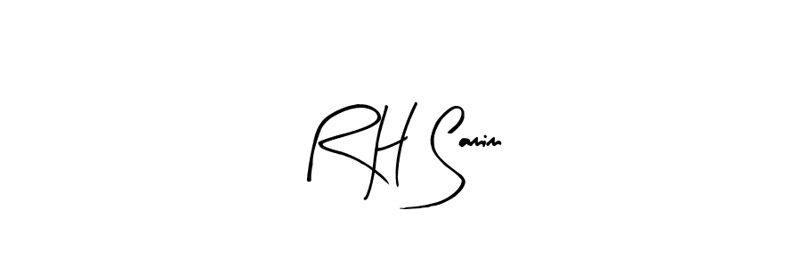 The best way (Arty Signature) to make a short signature is to pick only two or three words in your name. The name R H Samim include a total of six letters. For converting this name. R H Samim signature style 8 images and pictures png