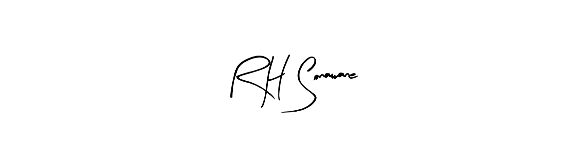 Arty Signature is a professional signature style that is perfect for those who want to add a touch of class to their signature. It is also a great choice for those who want to make their signature more unique. Get R H Sonawane name to fancy signature for free. R H Sonawane signature style 8 images and pictures png