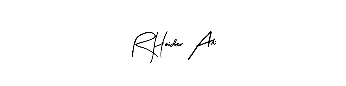 You should practise on your own different ways (Arty Signature) to write your name (R Haider Ali) in signature. don't let someone else do it for you. R Haider Ali signature style 8 images and pictures png