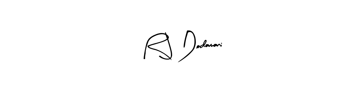 Similarly Arty Signature is the best handwritten signature design. Signature creator online .You can use it as an online autograph creator for name R J Dodamani. R J Dodamani signature style 8 images and pictures png