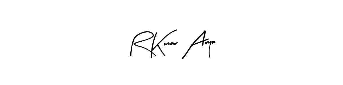 Arty Signature is a professional signature style that is perfect for those who want to add a touch of class to their signature. It is also a great choice for those who want to make their signature more unique. Get R Kumar Arya name to fancy signature for free. R Kumar Arya signature style 8 images and pictures png