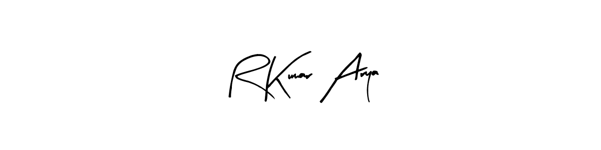 Arty Signature is a professional signature style that is perfect for those who want to add a touch of class to their signature. It is also a great choice for those who want to make their signature more unique. Get R Kumar Arya name to fancy signature for free. R Kumar Arya signature style 8 images and pictures png