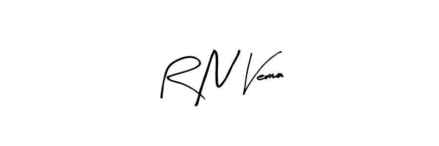 The best way (Arty Signature) to make a short signature is to pick only two or three words in your name. The name R N Verma include a total of six letters. For converting this name. R N Verma signature style 8 images and pictures png