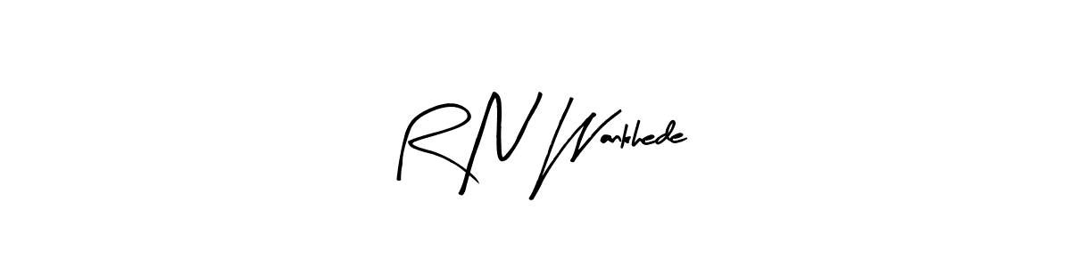 Arty Signature is a professional signature style that is perfect for those who want to add a touch of class to their signature. It is also a great choice for those who want to make their signature more unique. Get R N Wankhede name to fancy signature for free. R N Wankhede signature style 8 images and pictures png