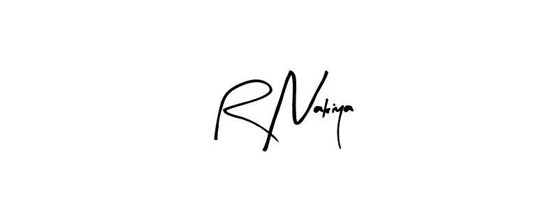 Make a beautiful signature design for name R Nakiya. With this signature (Arty Signature) style, you can create a handwritten signature for free. R Nakiya signature style 8 images and pictures png