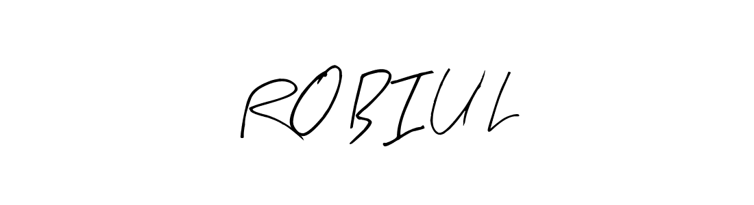 The best way (Arty Signature) to make a short signature is to pick only two or three words in your name. The name R O B I U L include a total of six letters. For converting this name. R O B I U L signature style 8 images and pictures png