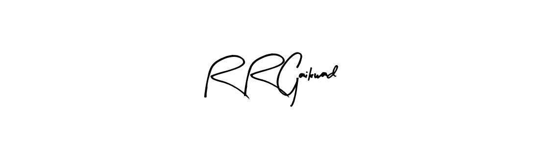 The best way (Arty Signature) to make a short signature is to pick only two or three words in your name. The name R R Gaikwad include a total of six letters. For converting this name. R R Gaikwad signature style 8 images and pictures png