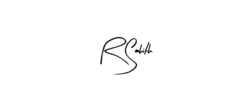 Similarly Arty Signature is the best handwritten signature design. Signature creator online .You can use it as an online autograph creator for name R Sahith. R Sahith signature style 8 images and pictures png