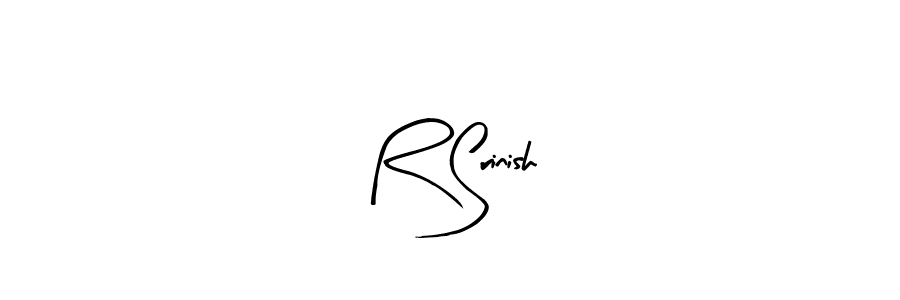 The best way (Arty Signature) to make a short signature is to pick only two or three words in your name. The name R Srinish include a total of six letters. For converting this name. R Srinish signature style 8 images and pictures png