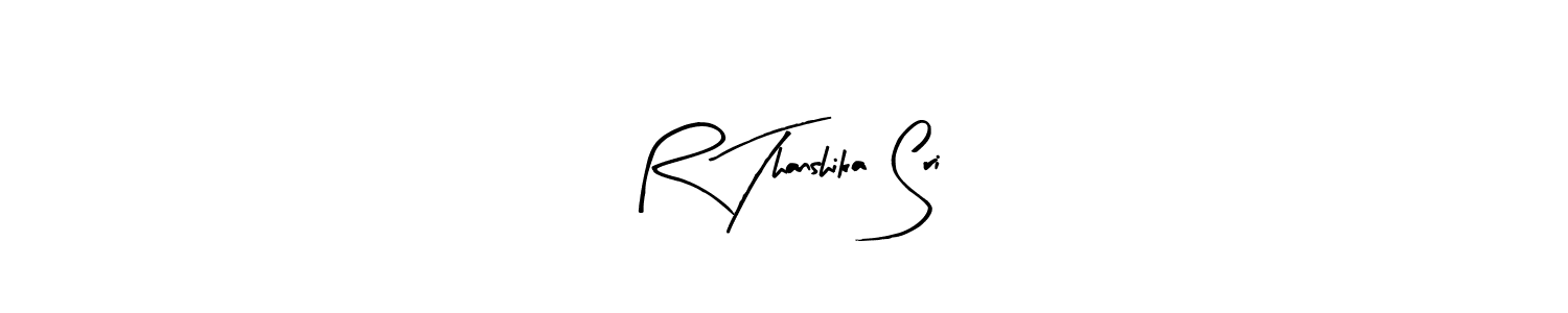 Similarly Arty Signature is the best handwritten signature design. Signature creator online .You can use it as an online autograph creator for name R Thanshika Sri. R Thanshika Sri signature style 8 images and pictures png