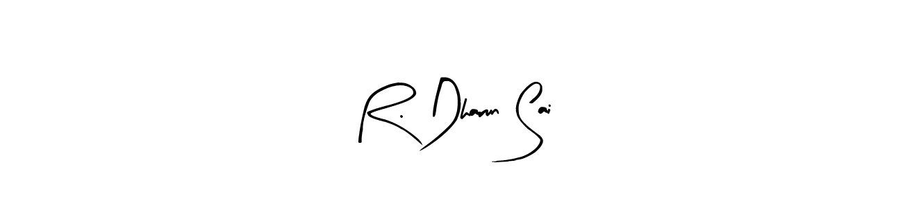 The best way (Arty Signature) to make a short signature is to pick only two or three words in your name. The name R. Dharun Sai include a total of six letters. For converting this name. R. Dharun Sai signature style 8 images and pictures png