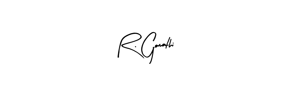 You should practise on your own different ways (Arty Signature) to write your name (R. Gomathi) in signature. don't let someone else do it for you. R. Gomathi signature style 8 images and pictures png