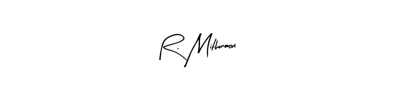 Design your own signature with our free online signature maker. With this signature software, you can create a handwritten (Arty Signature) signature for name R. Mithunasri. R. Mithunasri signature style 8 images and pictures png