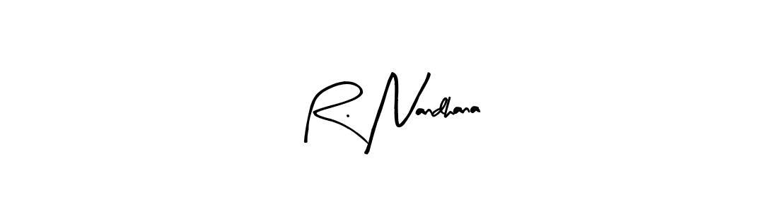 Use a signature maker to create a handwritten signature online. With this signature software, you can design (Arty Signature) your own signature for name R. Nandhana. R. Nandhana signature style 8 images and pictures png