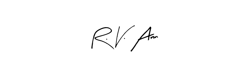 Similarly Arty Signature is the best handwritten signature design. Signature creator online .You can use it as an online autograph creator for name R. V. Arun. R. V. Arun signature style 8 images and pictures png