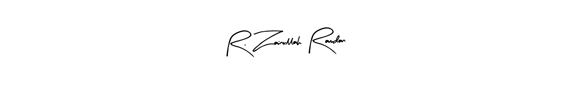 Use a signature maker to create a handwritten signature online. With this signature software, you can design (Arty Signature) your own signature for name R. Zainullah Ramdan. R. Zainullah Ramdan signature style 8 images and pictures png