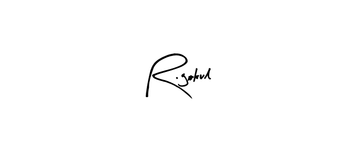 The best way (Arty Signature) to make a short signature is to pick only two or three words in your name. The name R.gokul include a total of six letters. For converting this name. R.gokul signature style 8 images and pictures png